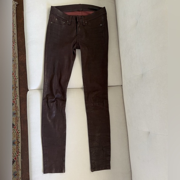 Rag & Bone  Leather Low-Rise Pants Size: XS | US 24 - Picture 7 of 16